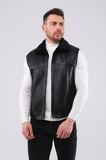 Men's Genuine Leather Fur Vest