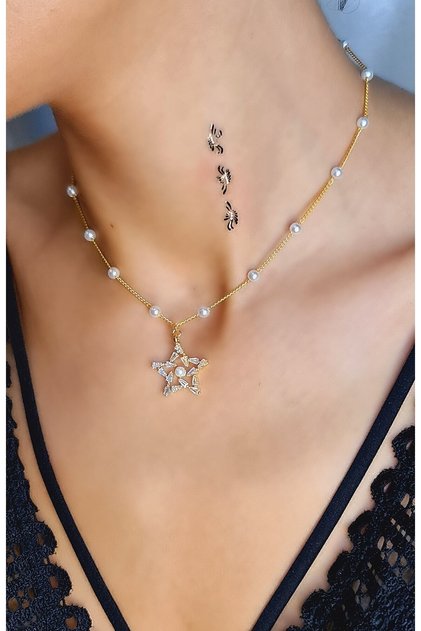 Women's Choker Pearl Necklace,Stone Star Pearl Necklace,Design Necklace