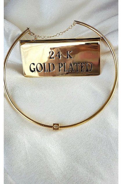 Kadın Choker Minimal Göz Kolye,küp Zirkon Taşlı Göz Kolye,altın Kaplama,aksesuar,tel Tasma Kolye