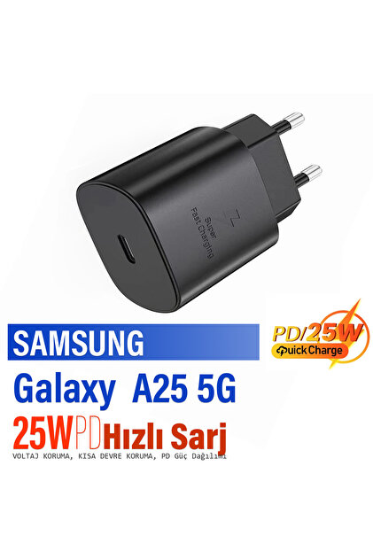 EXENAR Samsung A25 5G Uyumlu Şarj Aleti HIZLI Type-C 25W PD Şarj