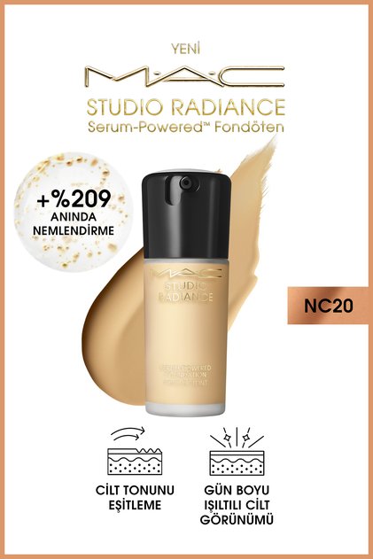 Studio Radiance Serum-powered™ Işıltılı Bitişli Cilt Bakımı Etkili Fondöten - Nc20 - 30ml