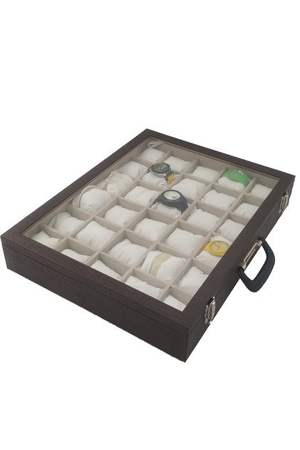 Watch Bag 30-Piece Crocodile Coffee with Glass