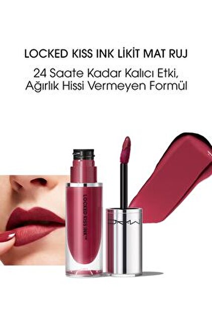 Mac Locked Kiss Ink 24hr Likit Mat Ruj - Ruby True - 4ml
