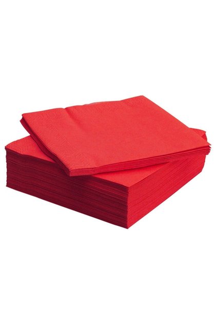 Düz Kırmızı Renkli Sunumluk Peçete 16 Adet Dekoratif Estetik Doğum Günü Parti Konsepti 33X33 Cm