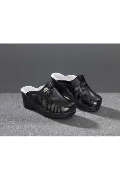 Wedge Heeled Women's Sabo Slippers Black