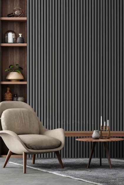 Ahşap Duvar Paneli / Soft Touch / Antrasit /6'lı Ürün / 1. Kalite Mdf