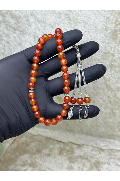 Natural Stone Red Agate Stone Prayer Beads Set of 33 - Special Conical