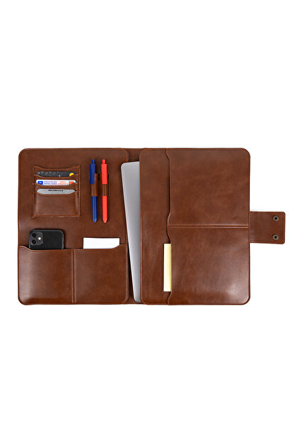 deridense M2 13-14 Inç Macbook Pro-air Vegan Deri Organizer Evrak