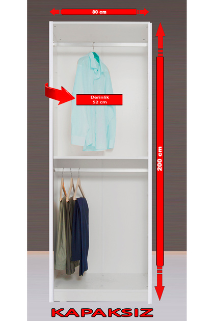 Kenyap Plus 814080 Kapaksız Giysi Odası Dolabı 80 cm Beyaz