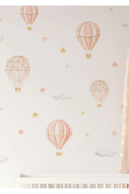 Pembe Uçan Balonlar Çocuk Odası Duvar Stickerı
