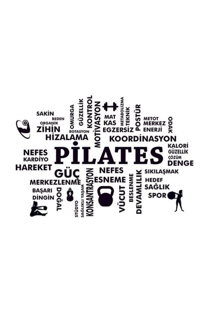 Pilates Duvar Yazısı Siyah Dekoratif Çok Amaçlı Sticker