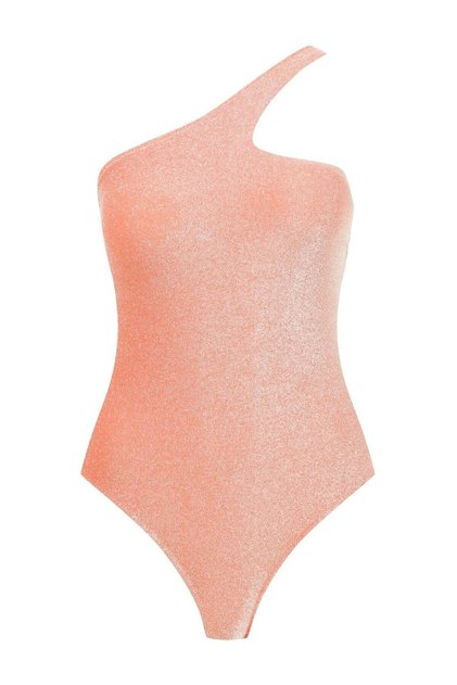 Asymmetric Lurex Orange Swimsuit