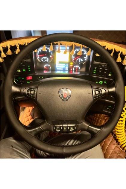 Scania Tır Araçlarına Uyumlu Direksiyon Kılıfı (siyah Deri Siyah Dikişli)