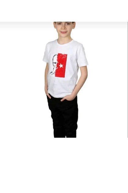 Unisex bayraklı atatürklü dönen pullu payet t-shirt 23 nisan 29 ekim 10 kasım gösteri