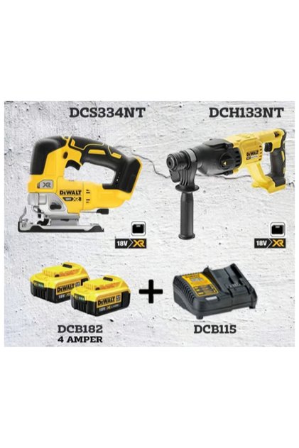 DCS334NT Dekupaj Testere + DCH133NT Kırıcı Delici + 2X4 Ah Akü + 1 Adet Dolum Cihazı