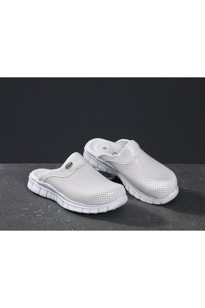 Classic Sole Doctor Nurse Hospital Cook Slippers 1001 White