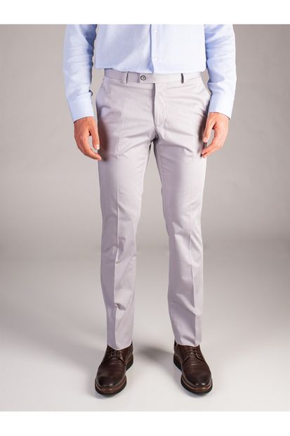 Dufy Gri Erkek Regular Fit Düz Pamuklu Pantolon - 29946 - 1