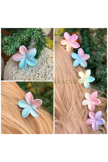 Imported new trend fashion pastel aloha lotus floral clothespin buckle pink blue transition ebruli colorful