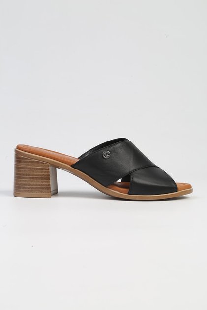® | Pc-7219 - 3807 Black-Women's Heeled Slippers
