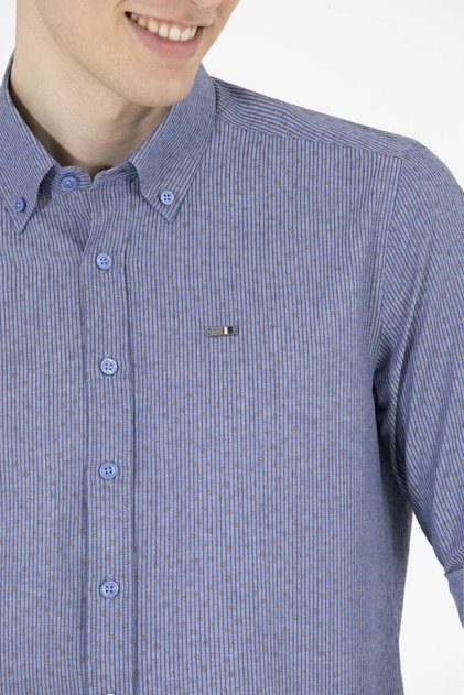 Men's Blue Long Sleeve Shirt