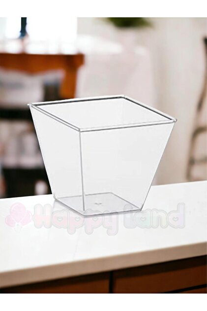 Happyland Prizma Mika Plastik Kare Kap Küp Sunum Kase 200cc 20