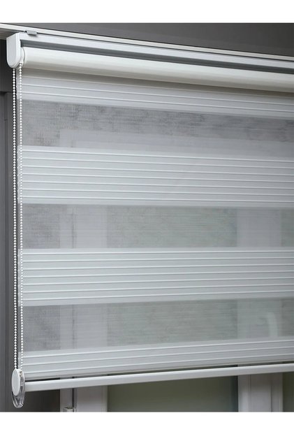 Geniş Pliseli oygusuz Beyaz zebra perde