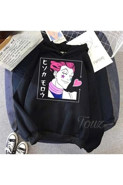 Oversized Hunter X Hunter Hisoka Printed Black Color Sweatshirt
