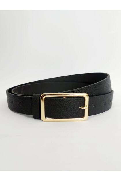 Women's Black Belt with Gold Buckle, Jean Belt, Jacket Belt, Trouser Belt