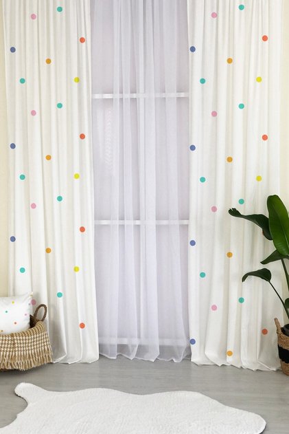 Colorful Polka Dot Pattern Velvet Baby and Children's Room Background Curtain