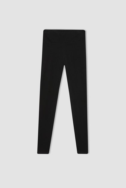 Fit Black High Waist Waist-Hugging Cotton Basic Plain Sports Leggings Z6327Az24Sp