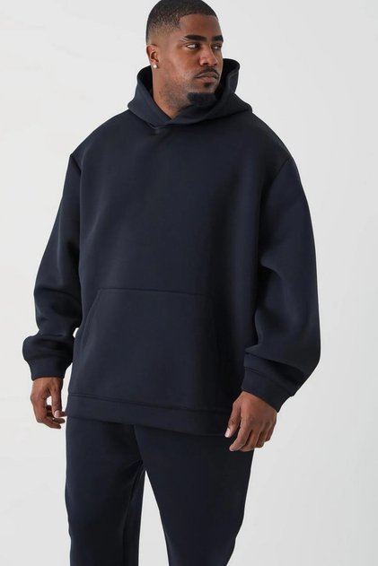 3 Thread Fleece Hooded Oversize Fit Hoodie Black Color Unisex Sweatshirt