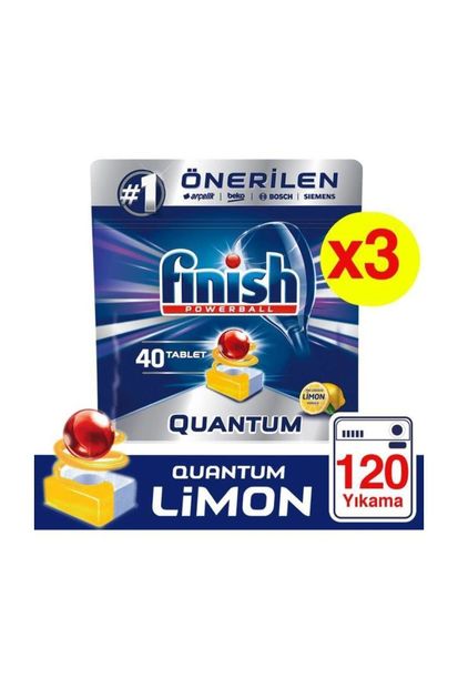 Finish Quantum 120 Tablet Bulaşık Makinesi Deterjanı Limon (40X3 Adet) - 1
