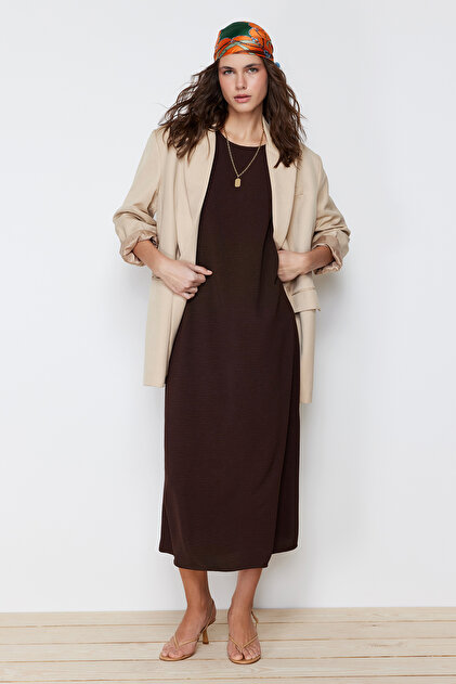 Trendyol Modest Brown Underwear Aerobin Woven Lining Dress TCTSS23EB00146- Trendyol Trendyol Modest Brown Underwear Aerobin Woven Lining Dress TCTSS23EB00146- Trendyol