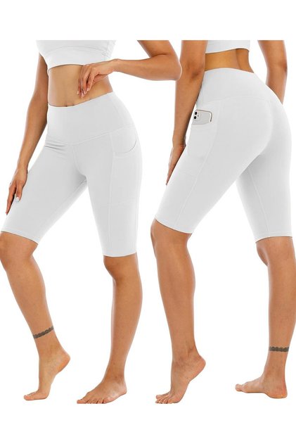 Women's High Waist Recovery Double Pocket Biker Shorts Short Sports Tights