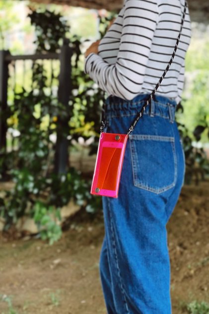 Transparent Phone Bag Pink Jellyfon - Unisex Men's Women's Minimal Gift Design Transparent PVC Color