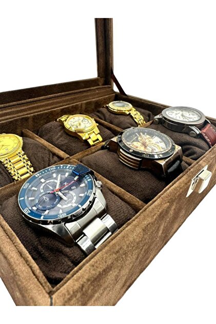 Dijital Çarşı Richbox 6'lı Saat Kutusu Kahve Alcantara Süet