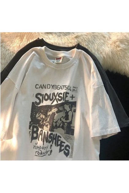 Y2k Grunge Baskılı Unisex Oversize T-shirt