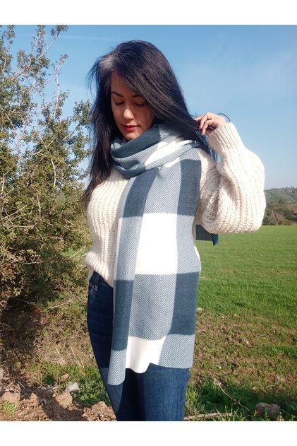 Fleece Scarf, Checkered Scarf, Plaid Scarf, Neck Collar, Thick Scarf