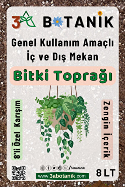 3A BOTANİK 8 Karışımlı Özel Bitki Toprağı, Genel Kullanım Amaçlı, İç ve ...