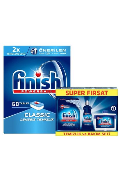 Finish Bulaşık Makinesi Deterjanı Klasik 60 Tablet +Finsih Temizlik Bakım Seti - 2