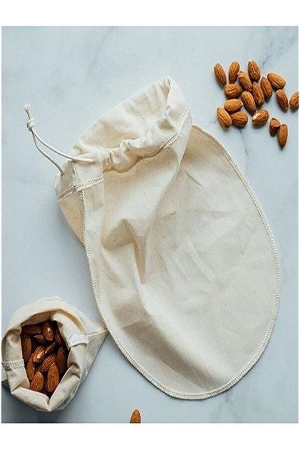 2 Pieces of Vegan and Animal Dairy Straining Pouch - Washable 100% Cotton Natural Cloth Bag