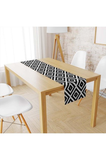Catifea texturată alb-negru Diamond Pattern Runner 101