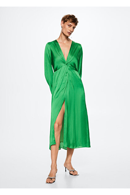 MANGO Green Women's Dress 37034400- Trendyol