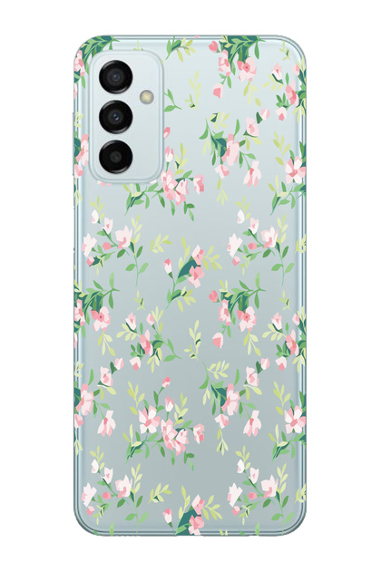 Samsung Galaxy M13 Compatible Flower Patterned Transparent Phone Case