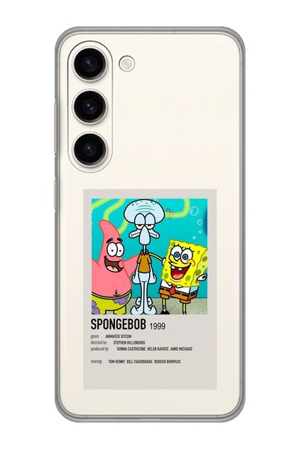 Samsung Galaxy S23 Compatible Sunger Bob Minimalist Poster Patterned Transparent Phone Case