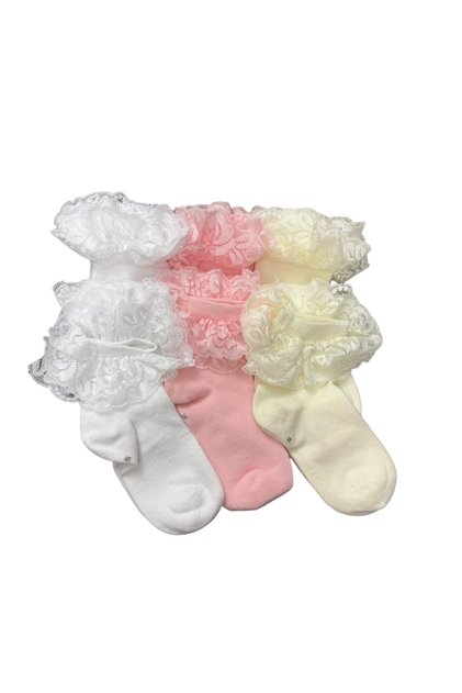 6 PAIRS OF NOSE SEAMLESS CHILDREN'S SOCKS WITH SOFT LACE