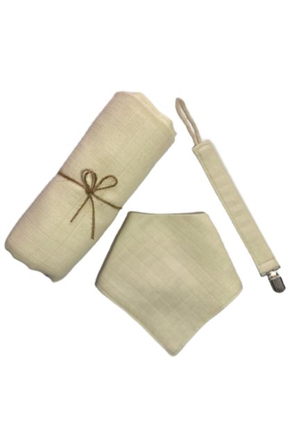 Cream muslin cloth swaddle baby girl and boy blanket 85 • 85 cm