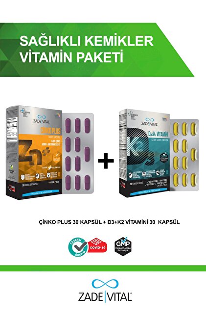 Zade Vital Sağlıklı Kemikler Vitamin Paketi D3+k2 (mk7) Vitamini