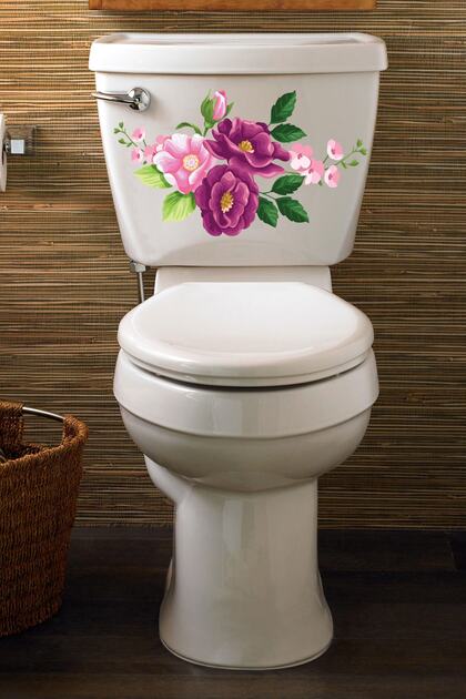 Purple Roses Roses Toilet Seat And Bathroom Sticker Set