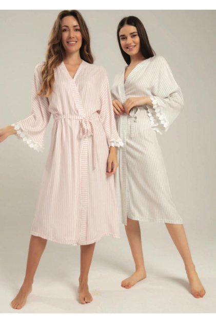 Women's Pink Linen Maternity Dressing Gown 5236